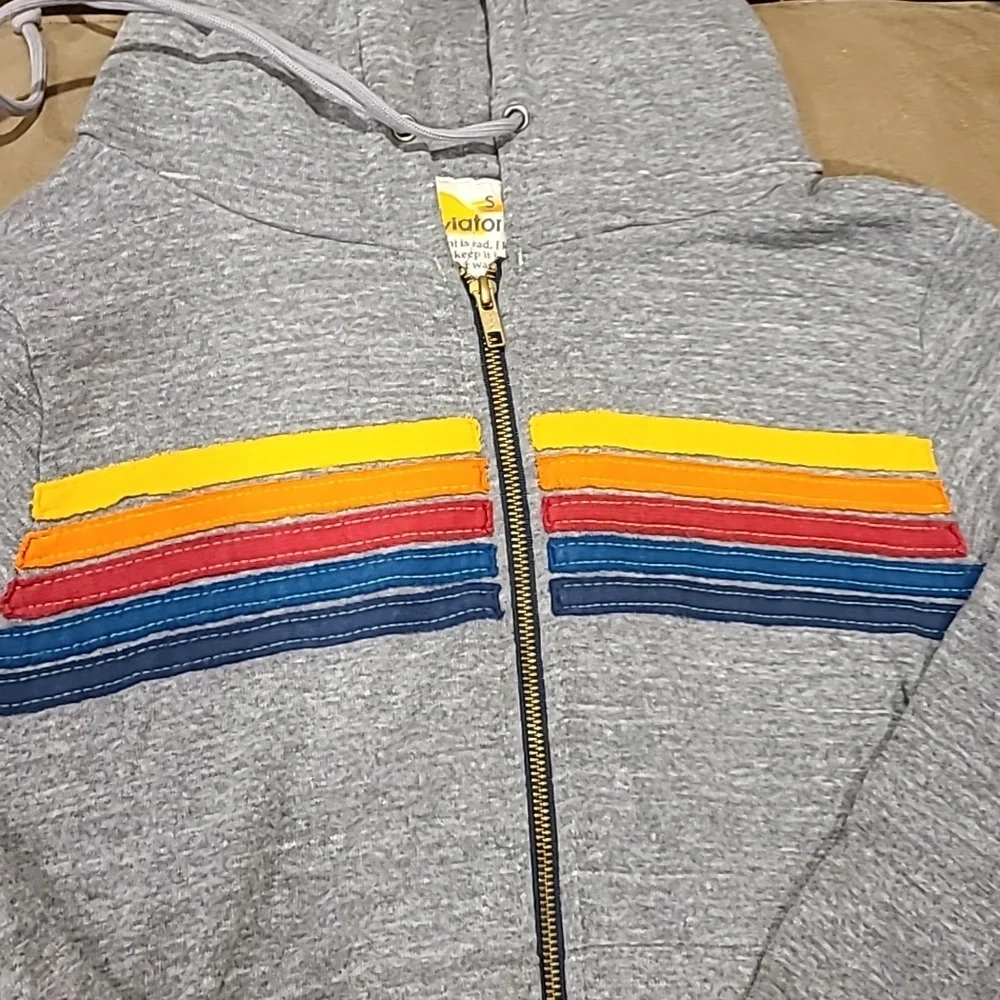 EUC Aviator Nation Stripe Sweatshuit Grey - Picture 3 of 5